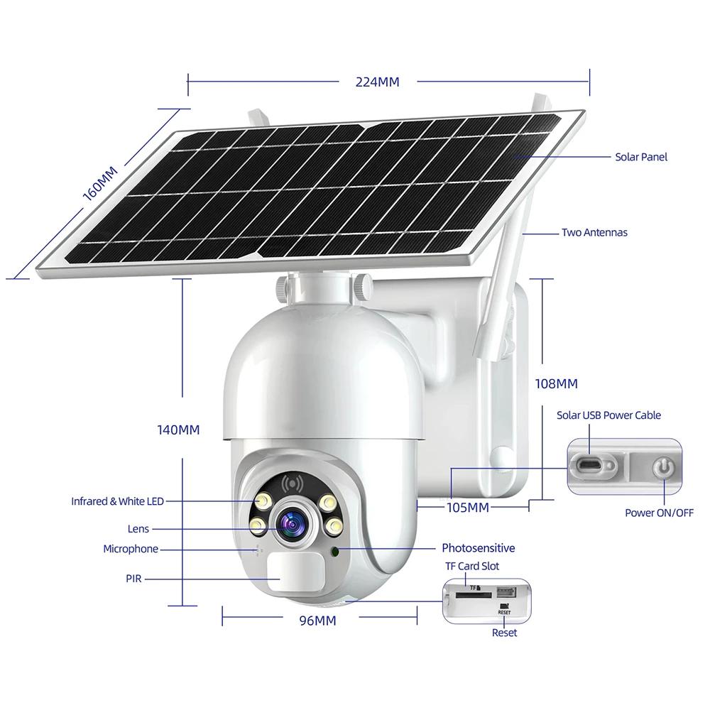 Solar Security Camera 100% Wireless 4g Sim PTZ Outdoor Mobile IP Wifi Tuya Camera Solar